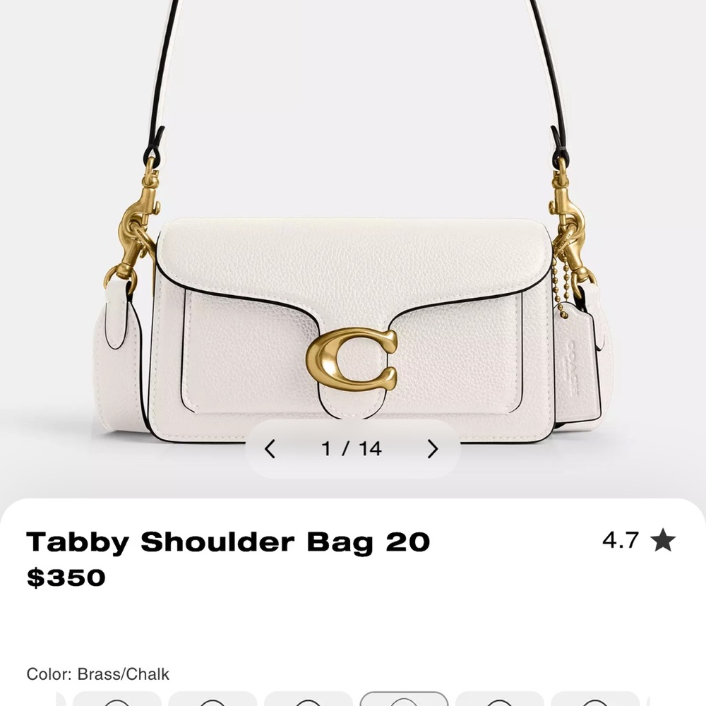 Tabby shoulder bag 20 Coach White and Gold Shoulder Bag